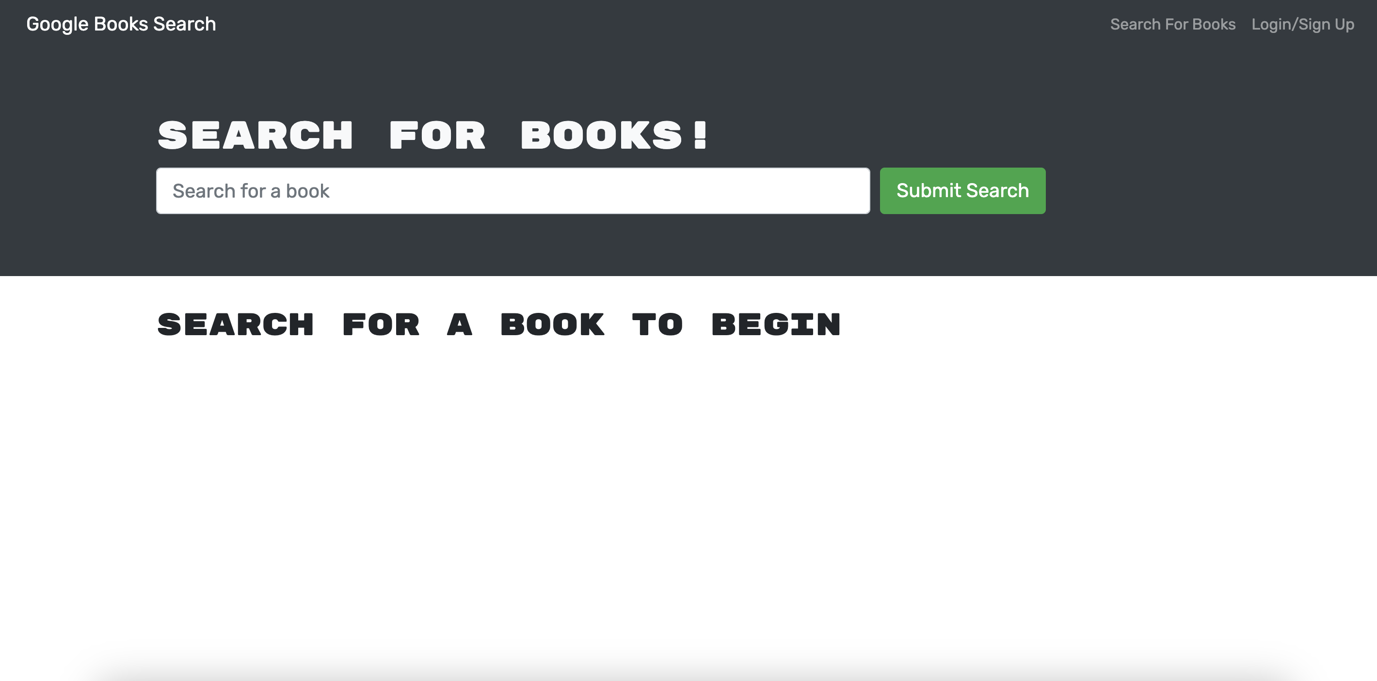 A full stack site using the google api to search books. Login/create account in the top right.